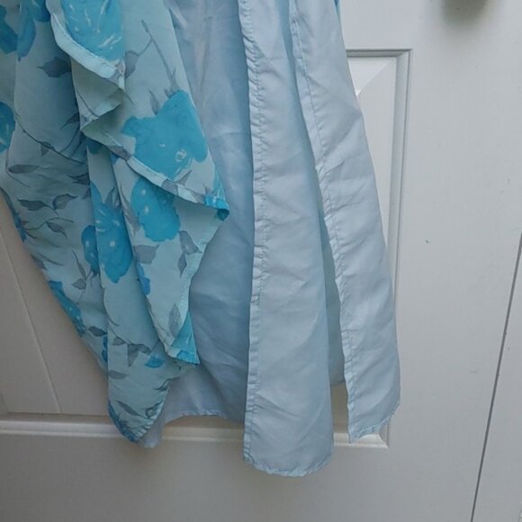 ACCOMPLICE light blue roses pattern shoulder sleeveless long summer spring Dress - Picture 7 of 8